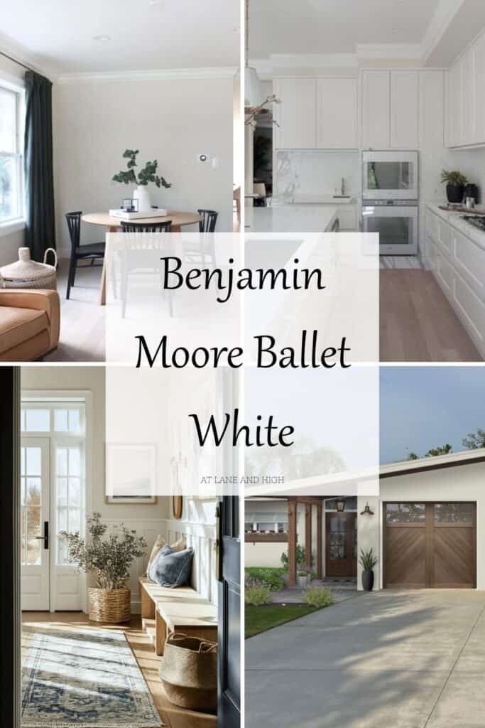 A grid of four spaces painted in Ballet White with text overlay.