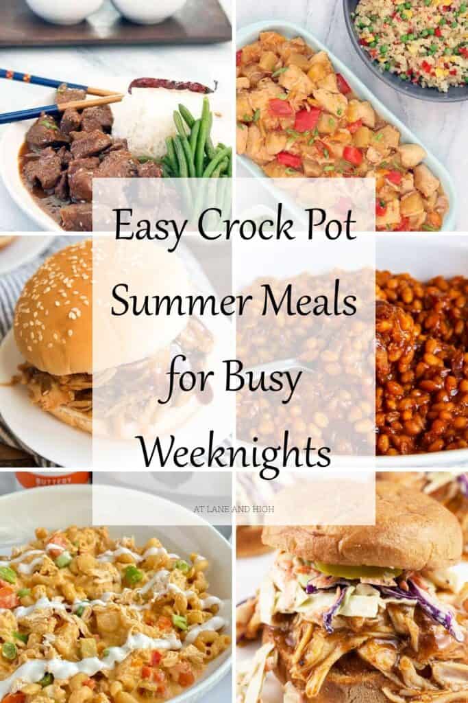 a grid of 6 different recipes made in the crockpot and text overlay.